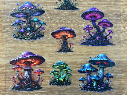 E-85 Enchanted Fungi 3D Embossed sticker 1 piece