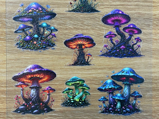 E-85 Enchanted Fungi 3D Embossed sticker 1 piece