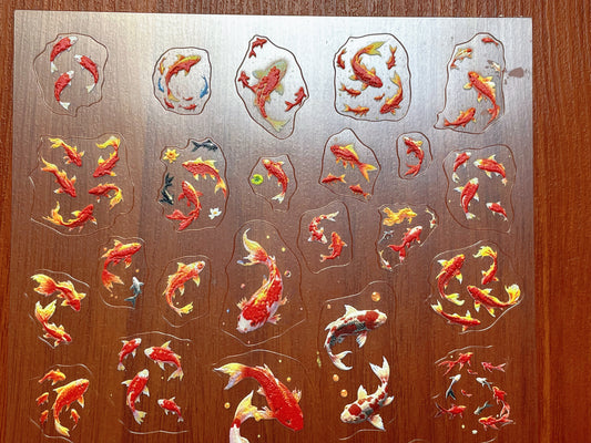 E-137 Lucky Koi-Fish 3D Embossed sticker 1 piece