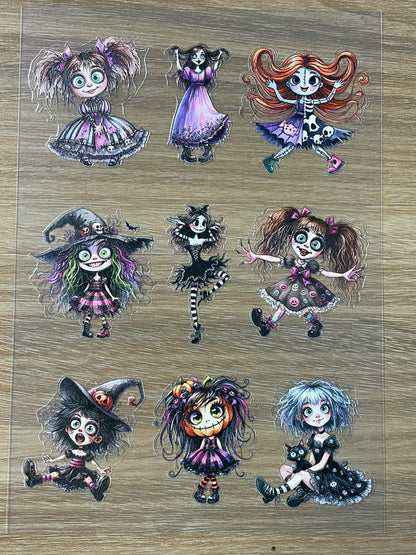 E-59 Witchy Rag Dolls 3D Embossed sticker 1 piece