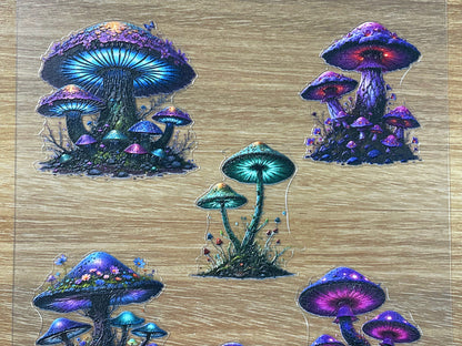E-85 Enchanted Fungi 3D Embossed sticker 1 piece