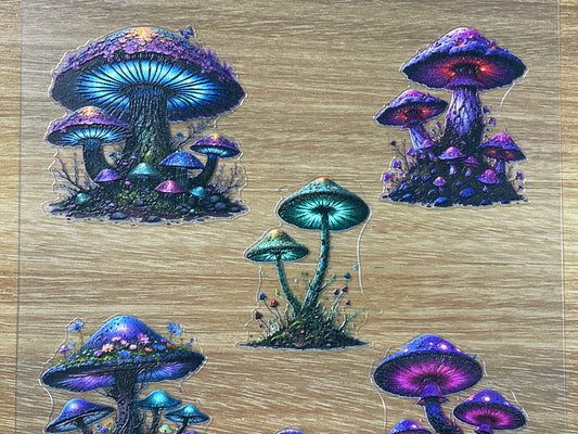 E-85 Enchanted Fungi 3D Embossed sticker 1 piece