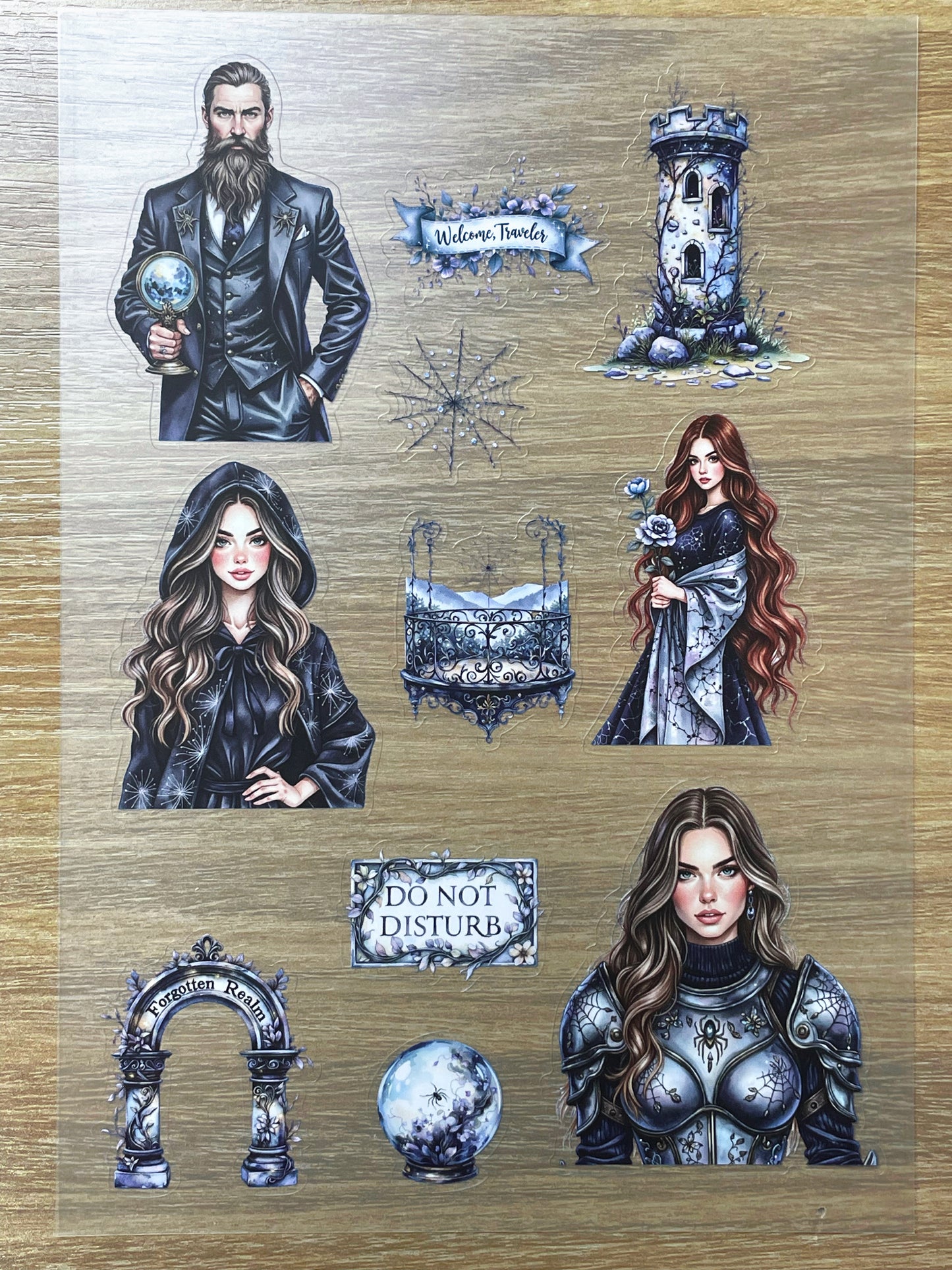 S80 Spider Night Secret Key sticker pet precut A5 size 7 pieces