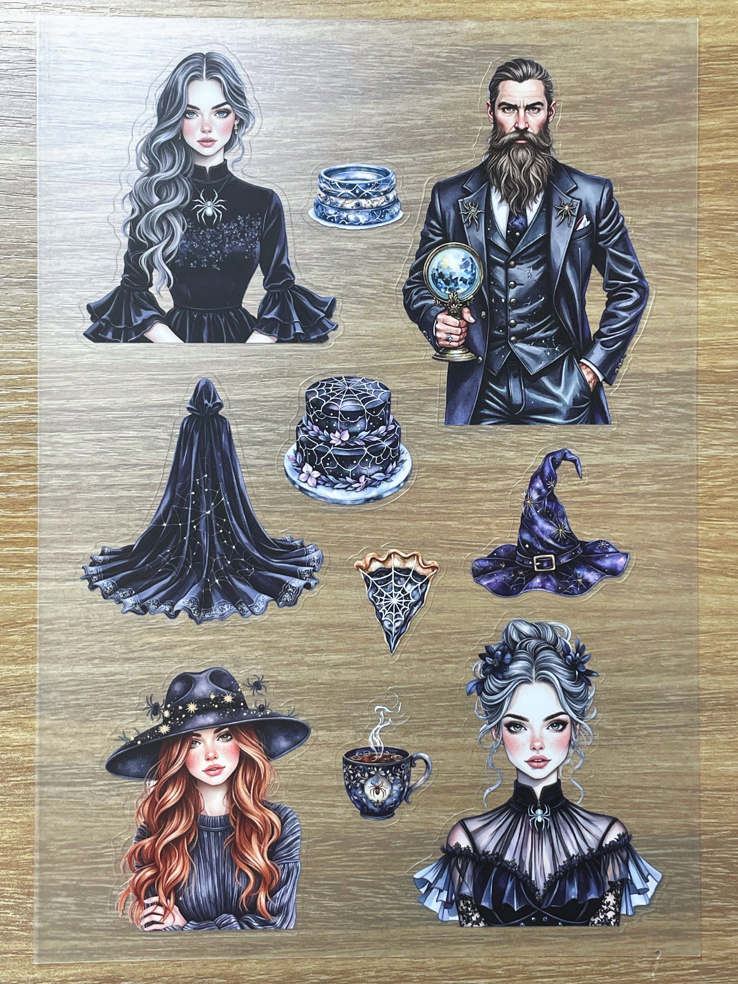 S80 Spider Night Secret Key sticker pet precut A5 size 7 pieces