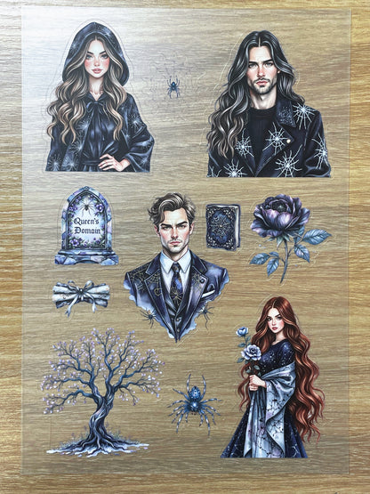 S80 Spider Night Secret Key sticker pet precut A5 size 7 pieces