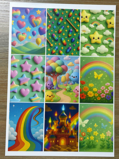 A-142  ATC background precut sticker  A4 size（1Piece)