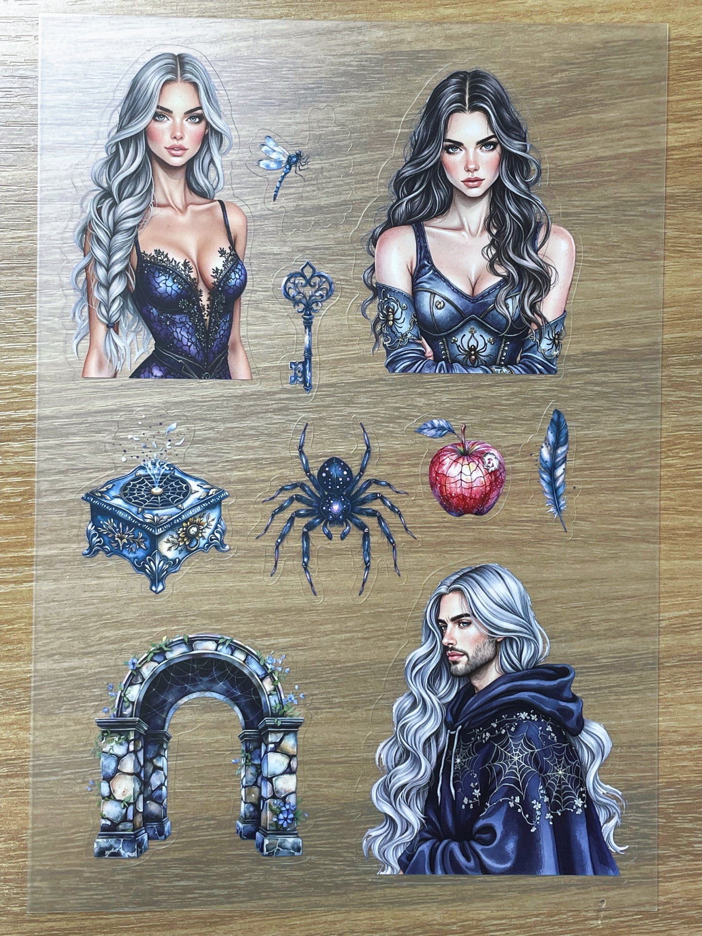 S80 Spider Night Secret Key sticker pet precut A5 size 7 pieces