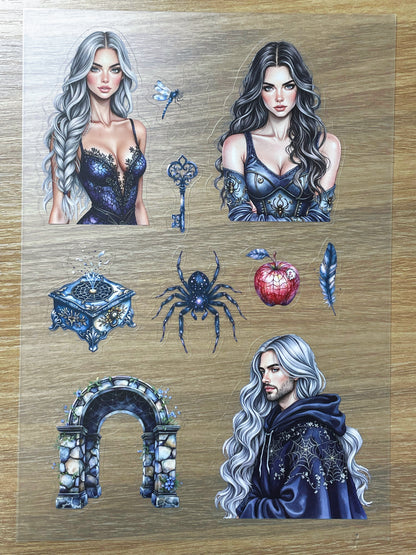 S80 Spider Night Secret Key sticker pet precut A5 size 7 pieces