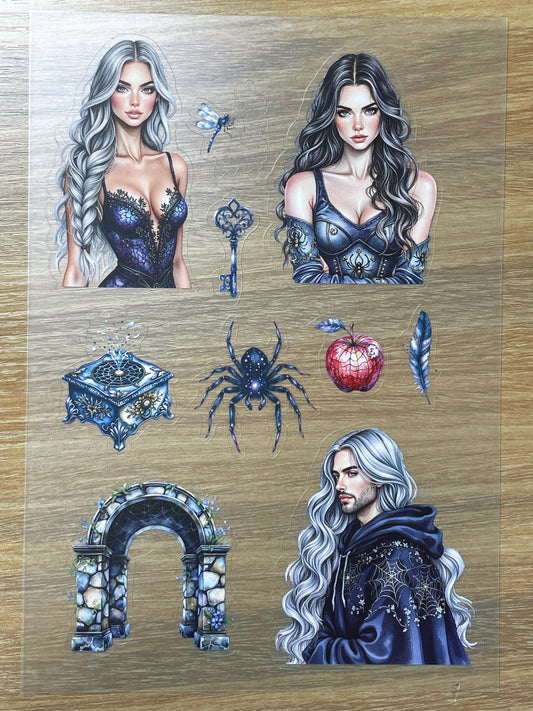 S80 Spider Night Secret Key sticker pet precut A5 size 7 pieces