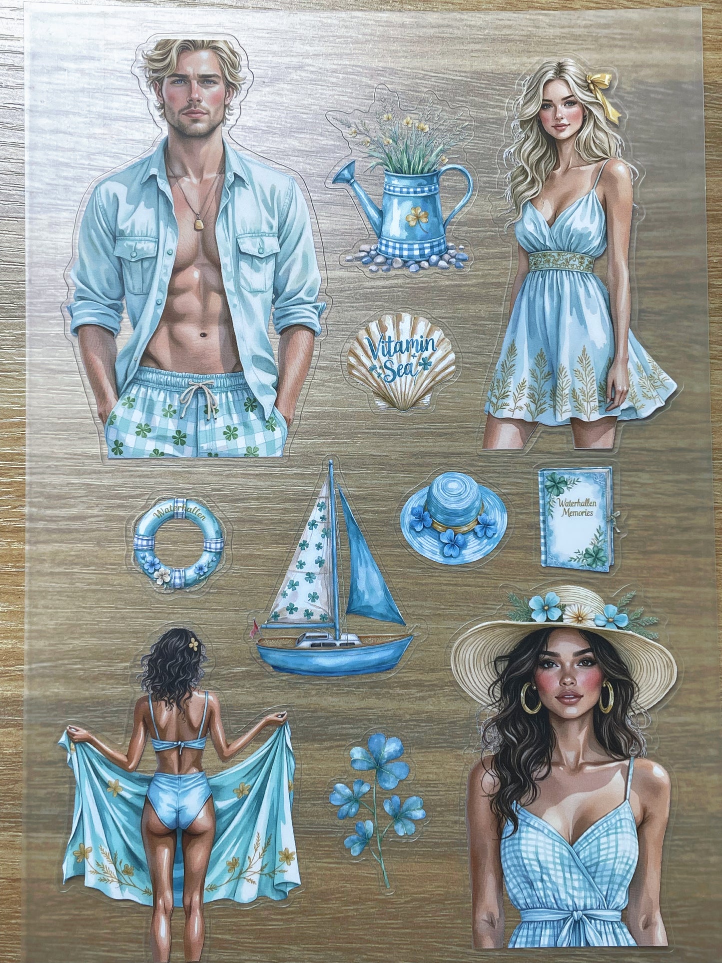 S110 Summer Beach sticker pet precut A5 size 7 pieces