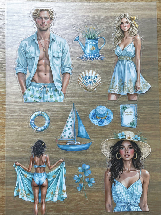 S110 Summer Beach sticker pet precut A5 size 7 pieces