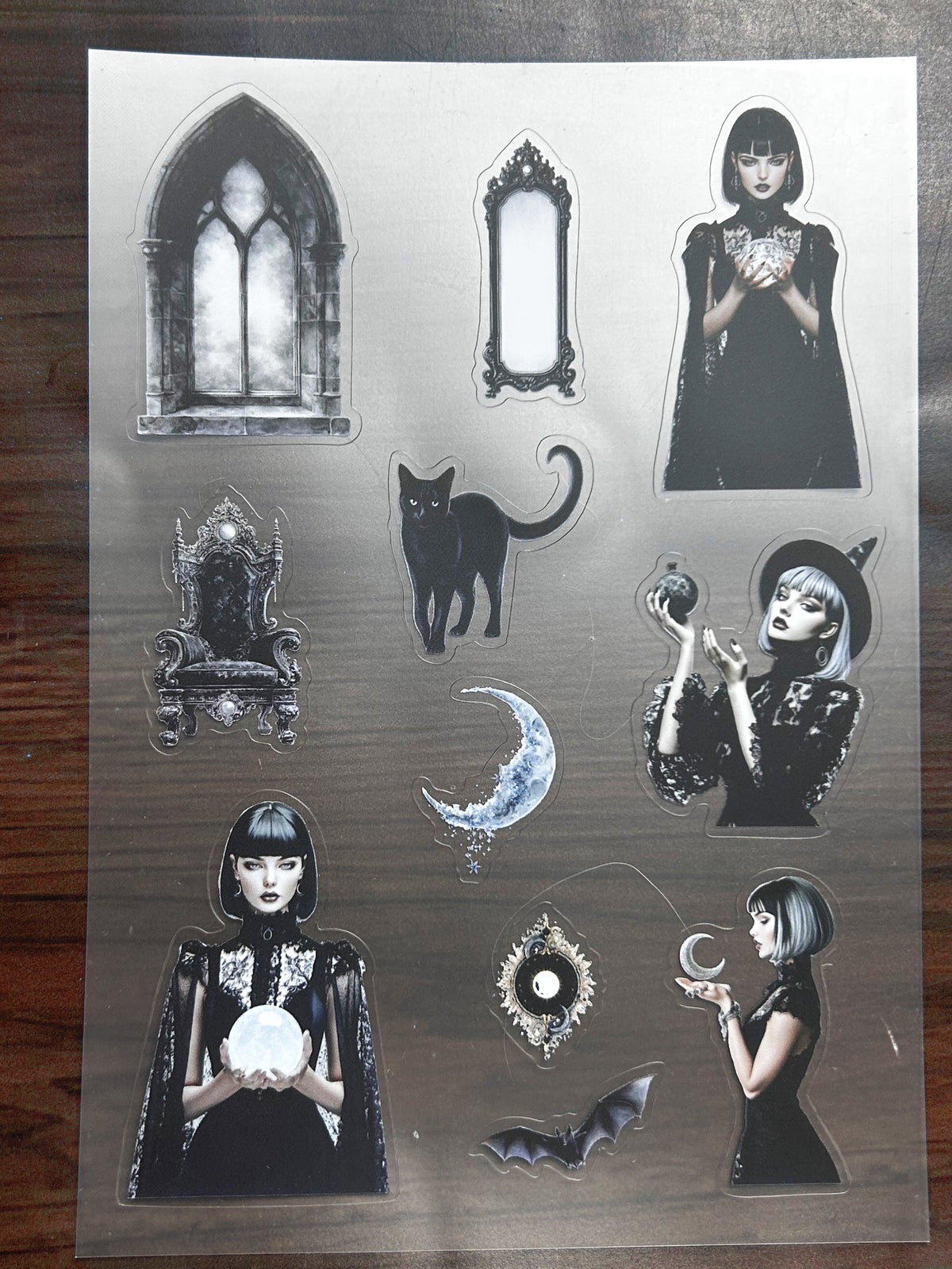 S-194 Gothic Witch sticker pet precut A5 size 4 pieces
