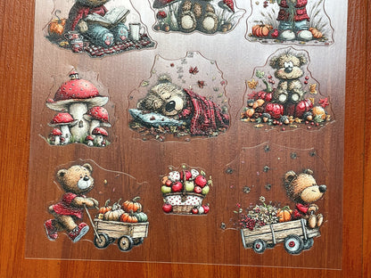 E-139 FallTeddy 3D Embossed sticker 1 piece