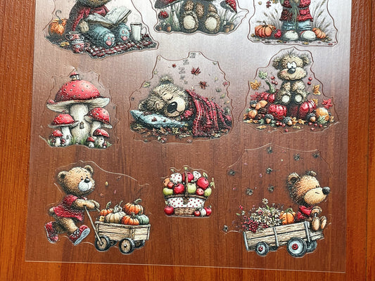 E-139 FallTeddy 3D Embossed sticker 1 piece