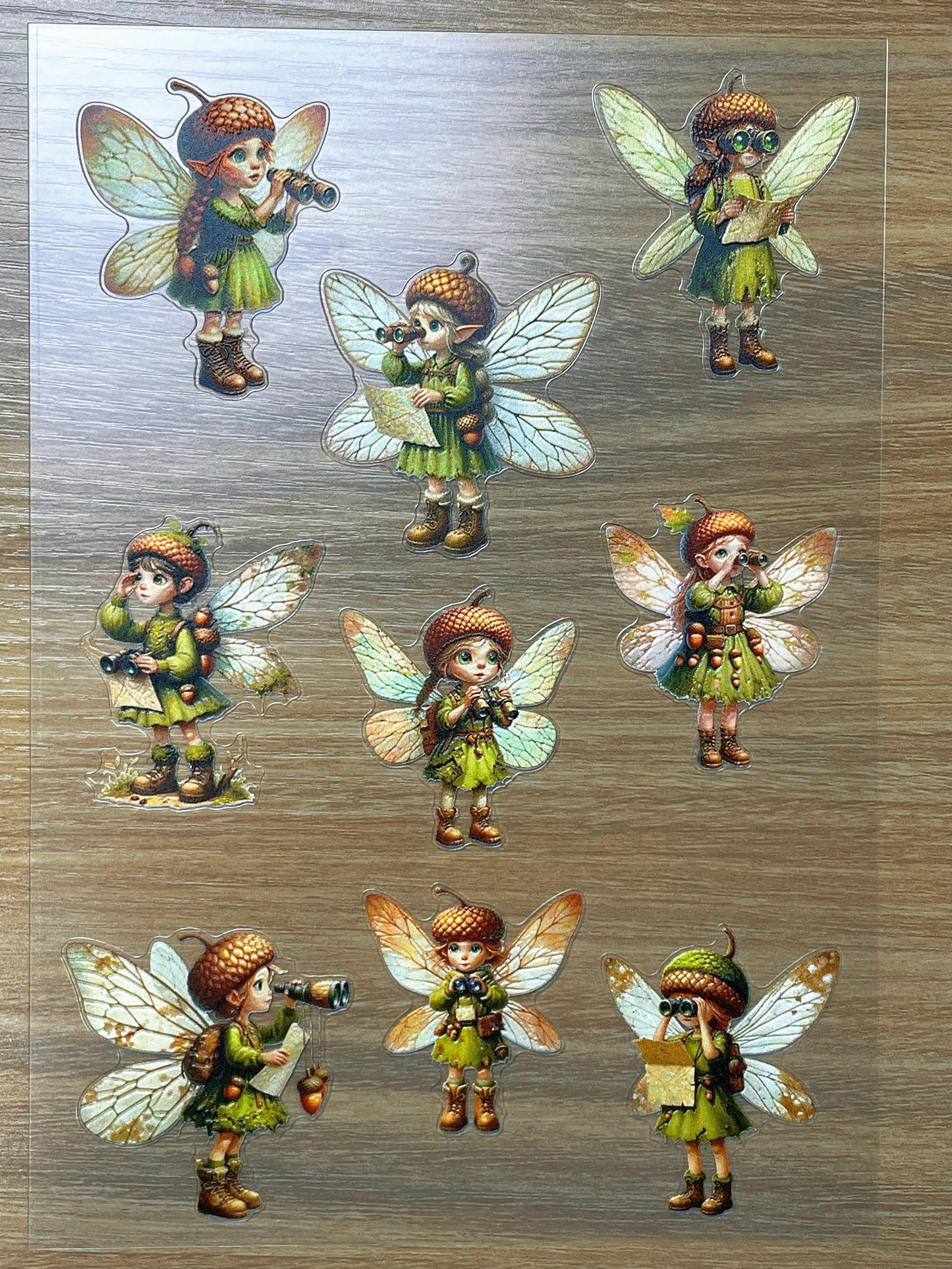 E-114 Acorn Ranger Fairies 3D Embossed sticker 1 piece