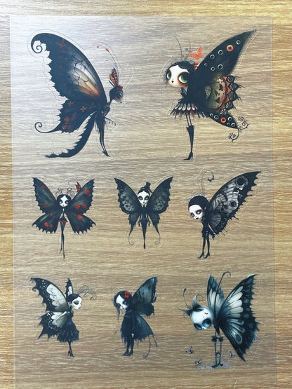 S82 Gothic Wing Sprites sticker pet precut A5 size 3 pieces