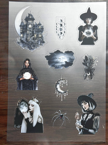 S-194 Gothic Witch sticker pet precut A5 size 4 pieces