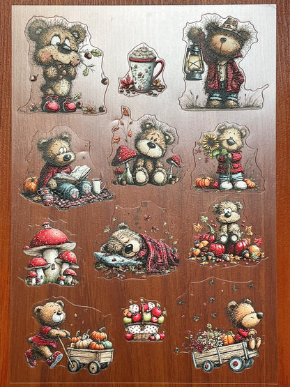 E-139 FallTeddy 3D Embossed sticker 1 piece