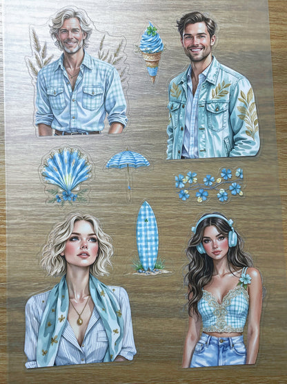 S110 Summer Beach sticker pet precut A5 size 7 pieces