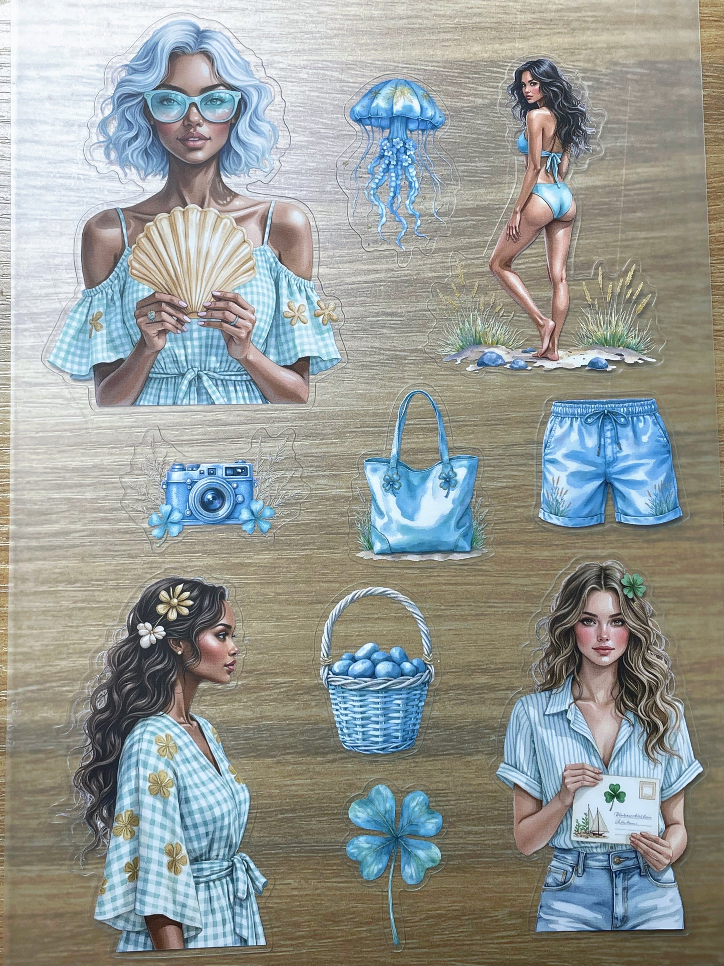 S110 Summer Beach sticker pet precut A5 size 7 pieces