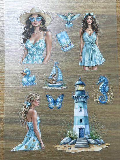 S110 Summer Beach sticker pet precut A5 size 7 pieces