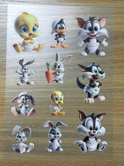 S66 Looney Tunes  sticker pet precut A5 size 5 pieces