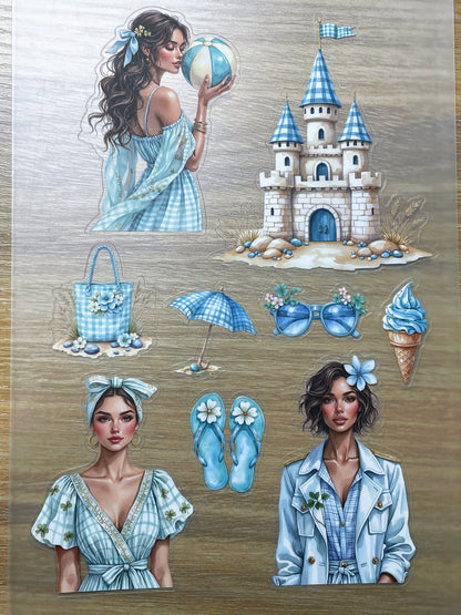 S110 Summer Beach sticker pet precut A5 size 7 pieces