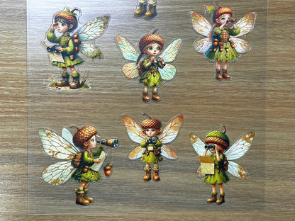 E-114 Acorn Ranger Fairies 3D Embossed sticker 1 piece