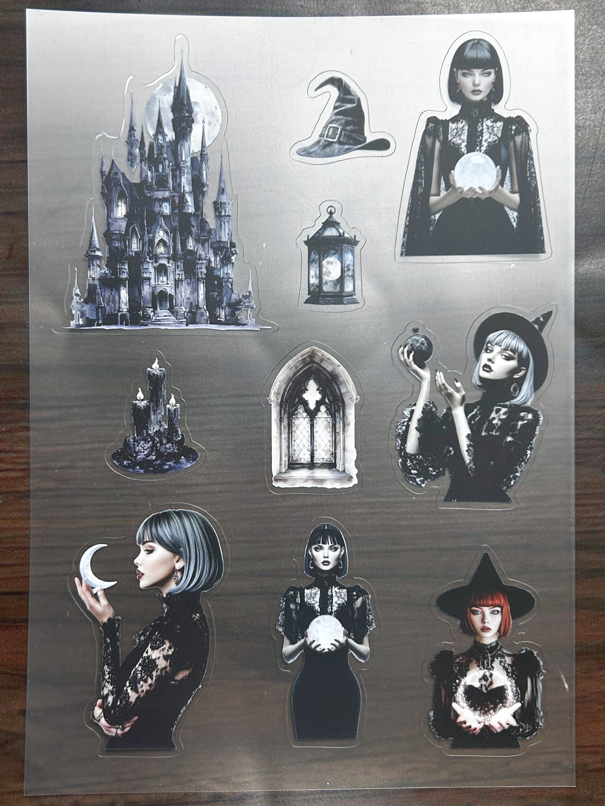 S-194 Gothic Witch sticker pet precut A5 size 4 pieces