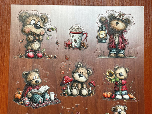 E-139 FallTeddy 3D Embossed sticker 1 piece