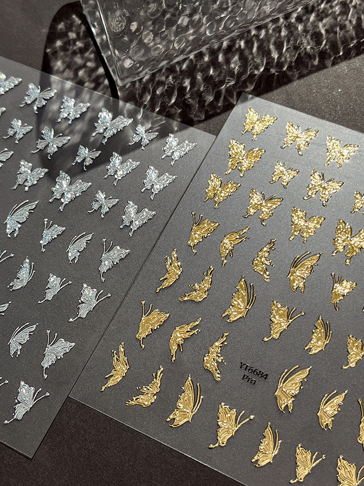 MINI-13 Silver Butterfly Stickers