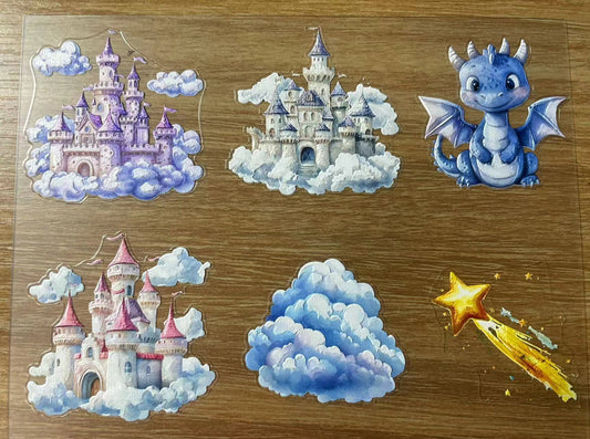 E-37 Fantasy baby dragon 3Dembossed sticker one piece
