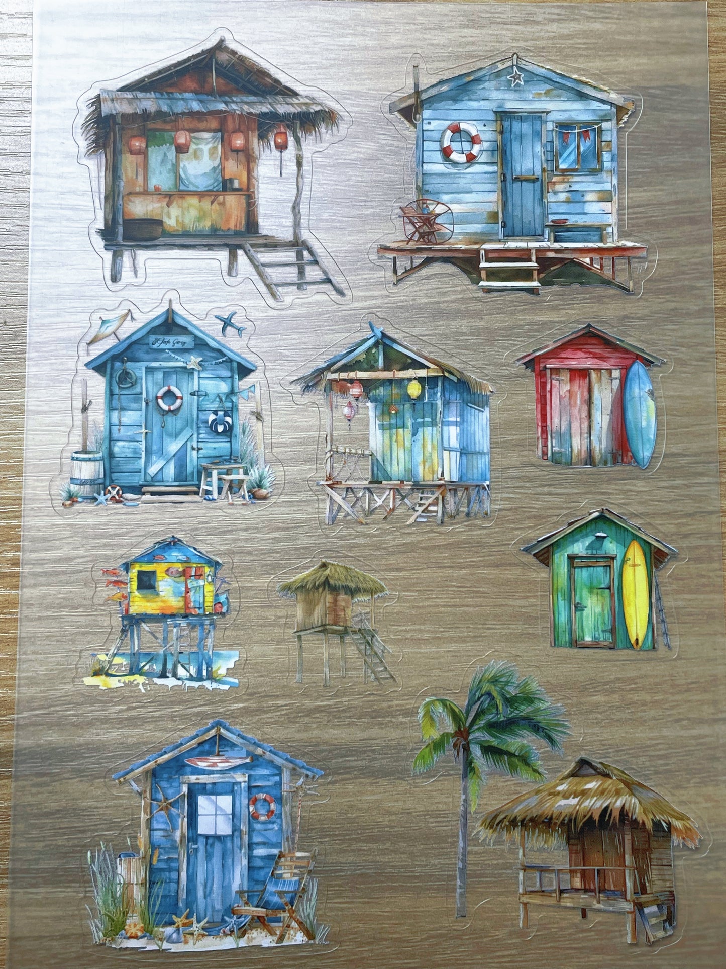 S109 Coastal Stilt House  sticker pet precut A5 size 5 pieces