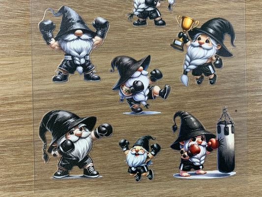 E-61 Boxing Gnomes 3D Embossed sticker 1 piece