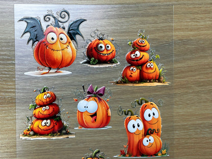 E-116 Funny Face Pumpkin 3D Embossed sticker 1 piece