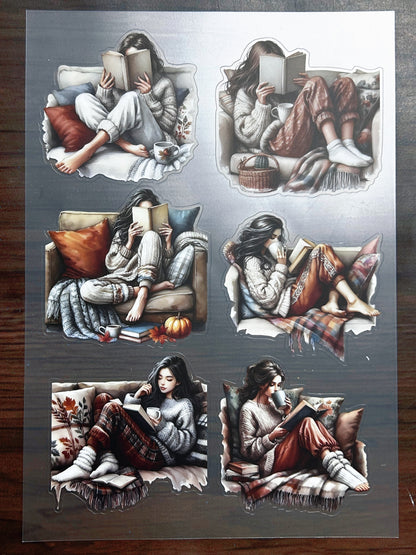 S-196 Home Relax Lady sticker pet precut A5 size 2 pieces