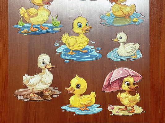 E-141 Playful Yellow Duckings 3D Embossed sticker 1 piece