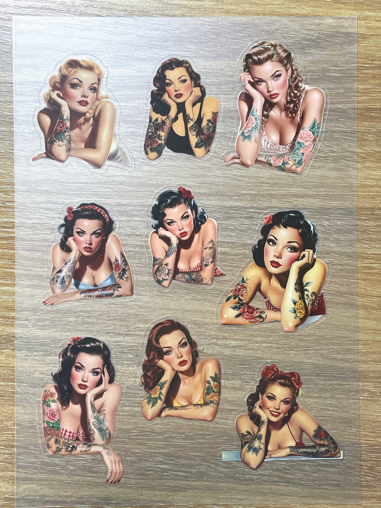 S81 Tattoo Pin-up Beauties  sticker pet precut A5 size 2 pieces