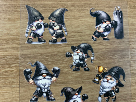E-61 Boxing Gnomes 3D Embossed sticker 1 piece
