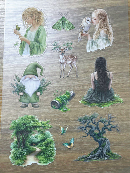 S108 Green Wood sticker pet precut A5 size 5 pieces