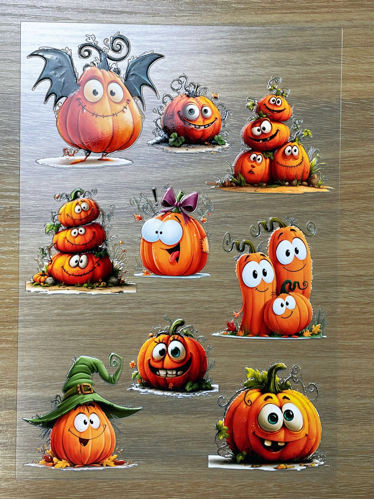 E-116 Funny Face Pumpkin 3D Embossed sticker 1 piece