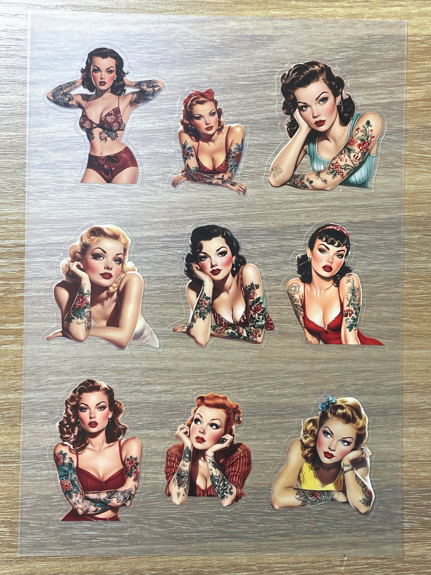 S81 Tattoo Pin-up Beauties  sticker pet precut A5 size 2 pieces