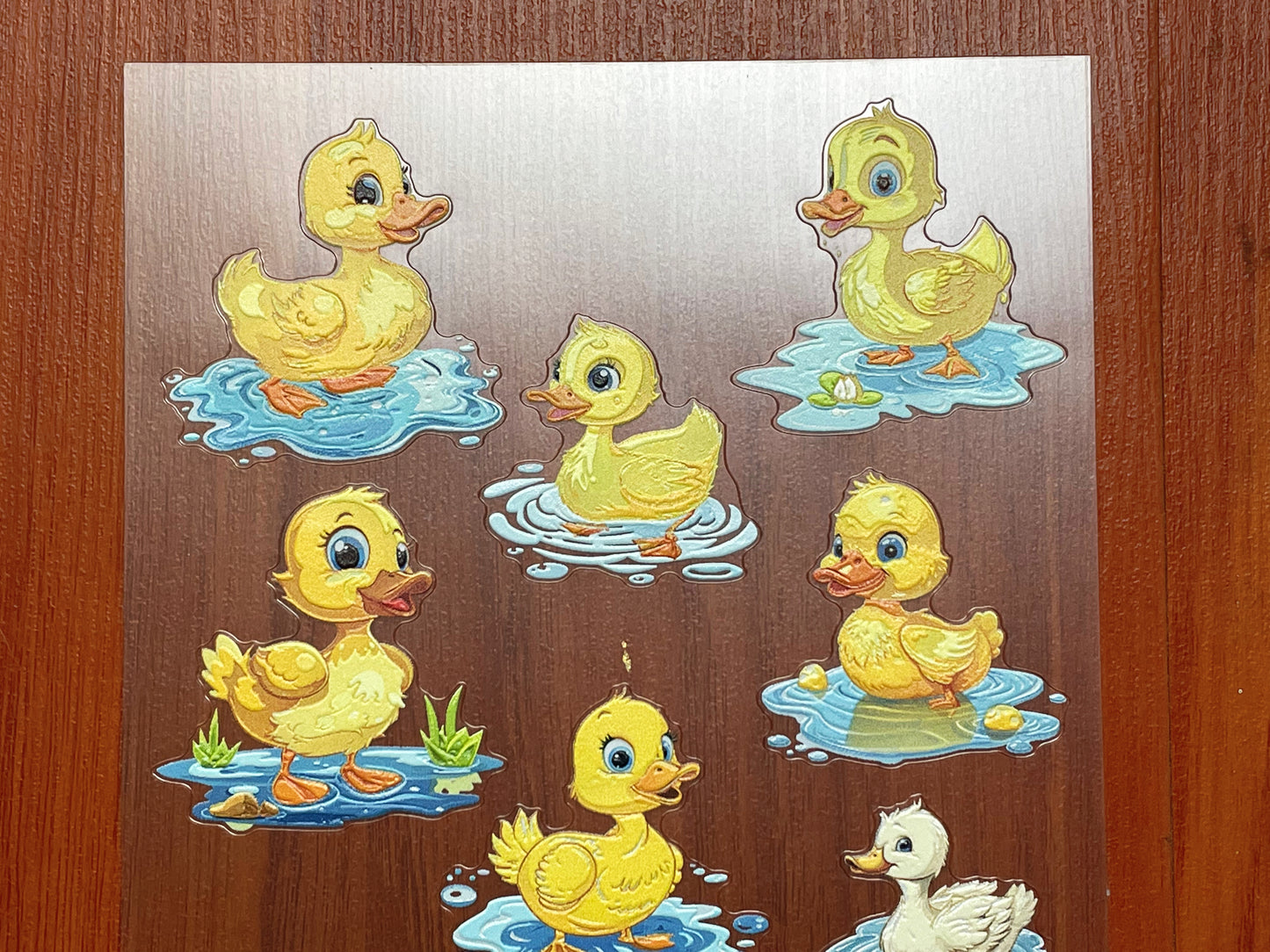 E-141 Playful Yellow Duckings 3D Embossed sticker 1 piece