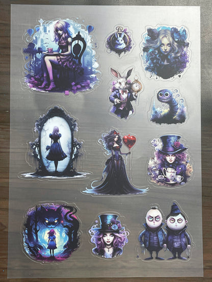 S-167 Dark Alice Wonderland sticker pet precut A5 size 3 pieces