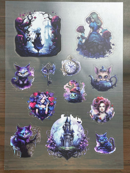 S-167 Dark Alice Wonderland sticker pet precut A5 size 3 pieces