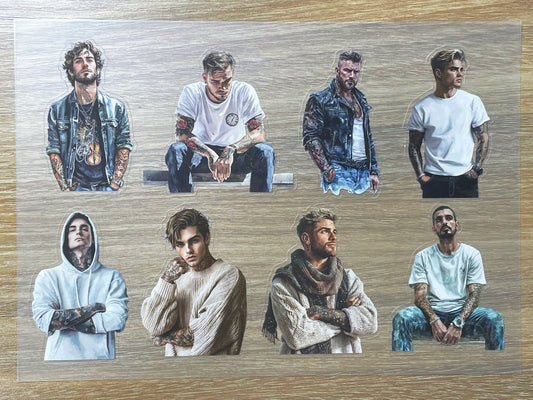 S83 Ink Tattoo Guys  sticker pet precut A5 size 3 pieces