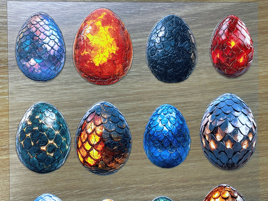 E-158 Fantasy Dragon Eggs 3D Embossed sticker 1 piece