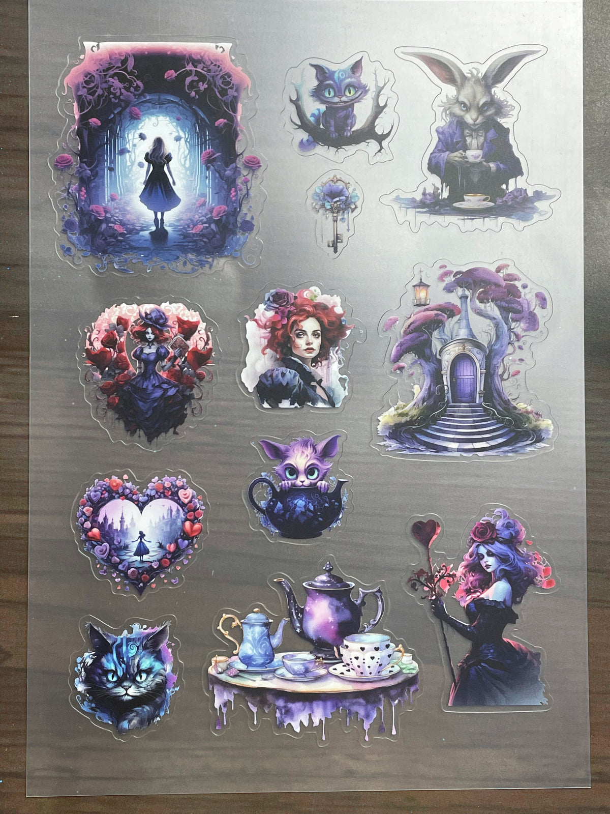 S-167 Dark Alice Wonderland sticker pet precut A5 size 3 pieces