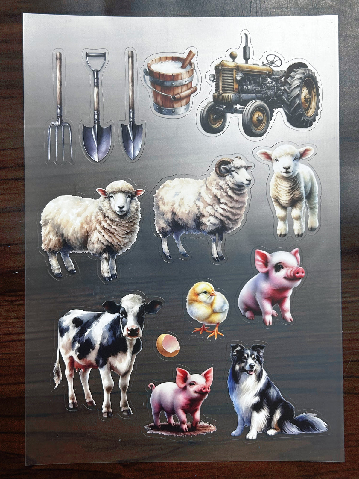 S-199 Farm Animal  sticker pet precut A5 size 3 pieces