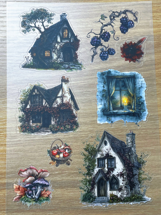 S106 Fairy Cottage Journal sticker pet precut A5 size 3 pieces